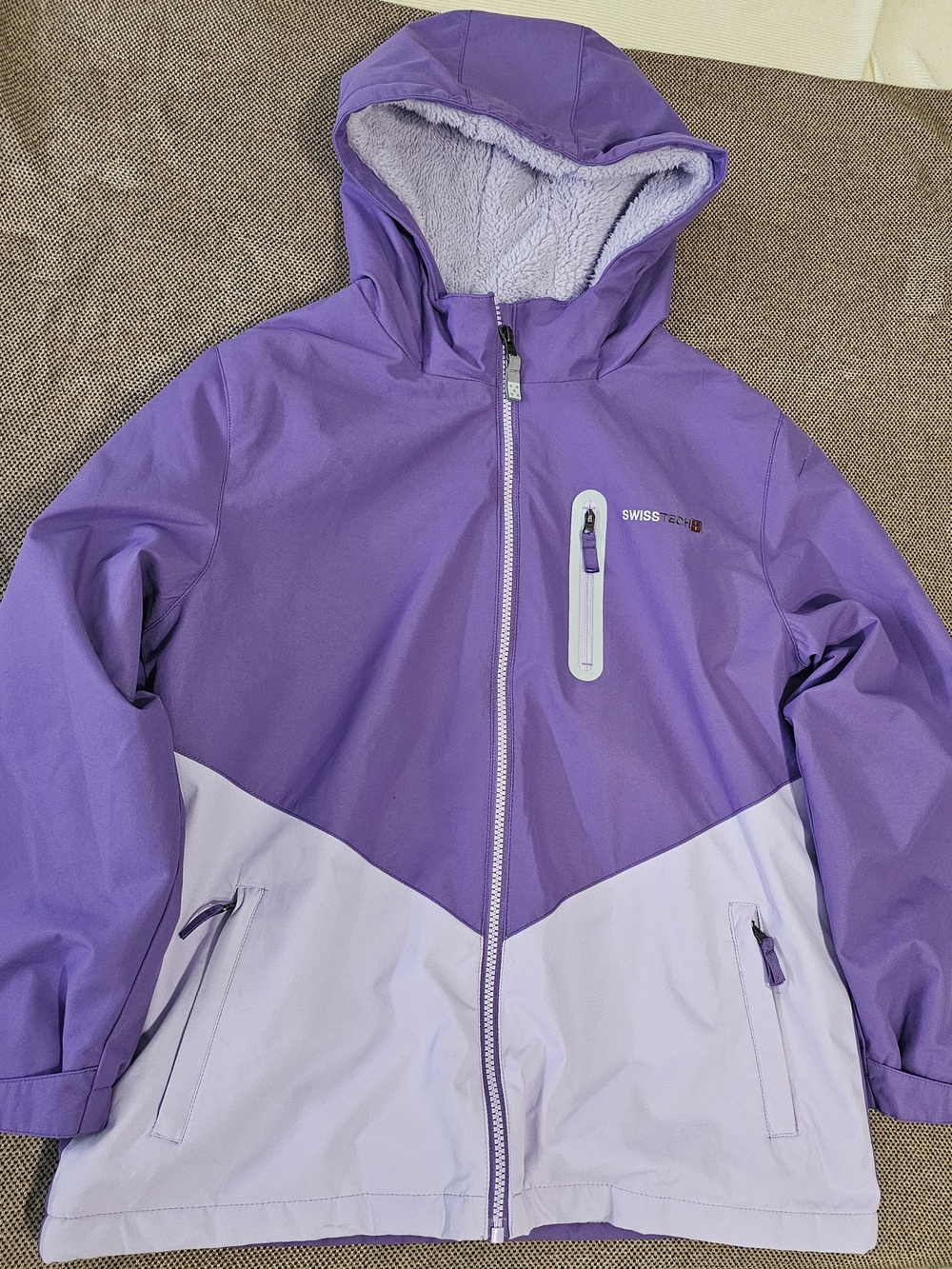 Swiss Tech Girls' Two-Tone Purple Hooded Jacket